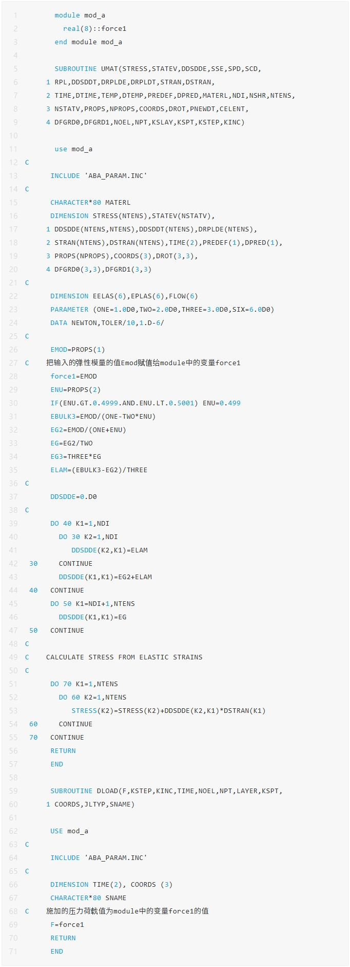 Abaqus - Fortran Module